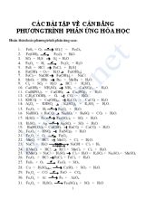 Các bài tập về cân bằng phương trình phản ứng hóa học
